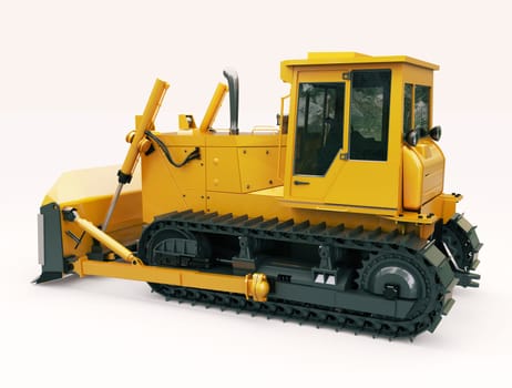 Heavy crawler bulldozer on a light background