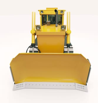 Heavy crawler bulldozer on a light background