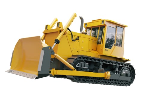 Heavy crawler bulldozer isolated on a white background