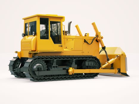 Heavy crawler bulldozer on a light background
