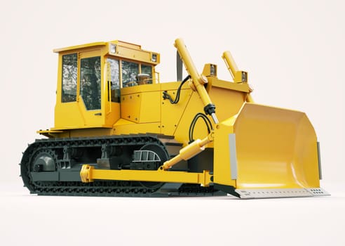 Heavy crawler bulldozer on a light background