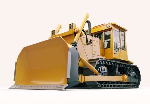 Heavy crawler bulldozer on a light background