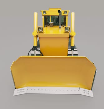 Heavy crawler bulldozer on a gray background