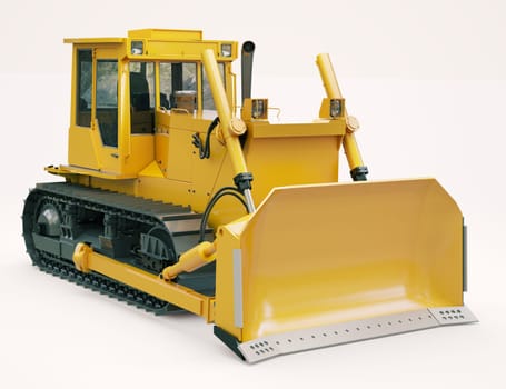 Heavy crawler bulldozer on a light background