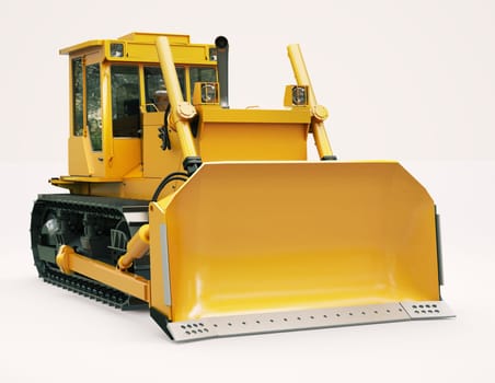 Heavy crawler bulldozer on a light background