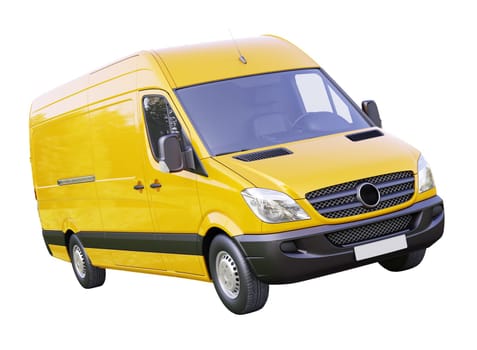 Modern commercial van isolated on a white background
