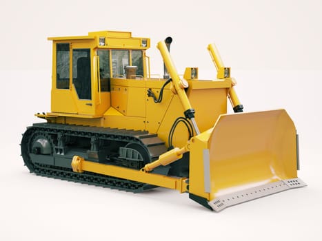 Heavy crawler bulldozer on a light background
