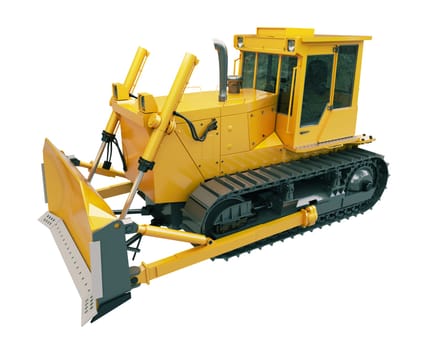 Heavy crawler bulldozer isolated on a white background