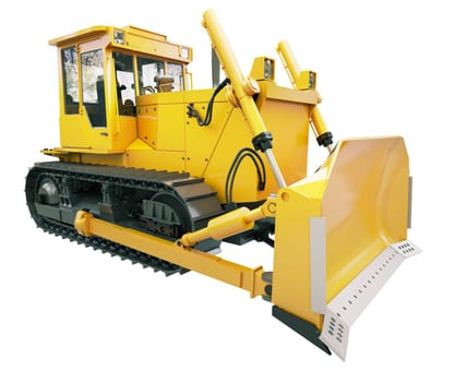 Heavy crawler bulldozer isolated on a white background