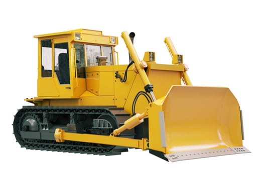 Heavy crawler bulldozer isolated on a white background