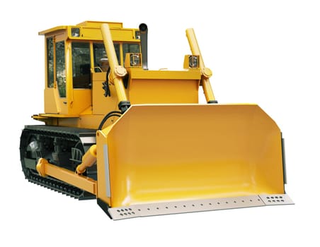 Heavy crawler bulldozer isolated on a white background