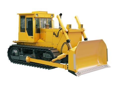 Heavy crawler bulldozer isolated on a white background