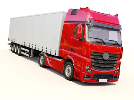 A modern semi-trailer truck on light background
