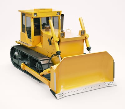 Heavy crawler bulldozer on a light background