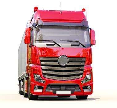 A modern semi-trailer truck on light background