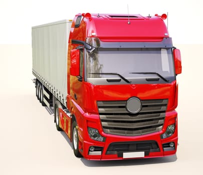 A modern semi-trailer truck on light background