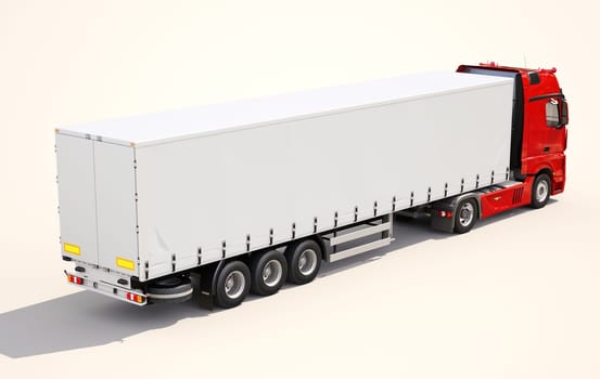 A modern semi-trailer truck on light background