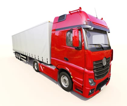 A modern semi-trailer truck on light background