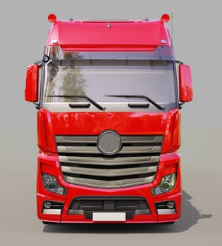 A modern semi-trailer truck on gray background