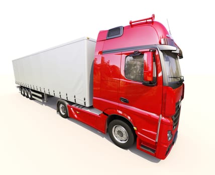 A modern semi-trailer truck on light background