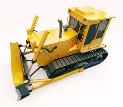 Heavy crawler bulldozer on a light background