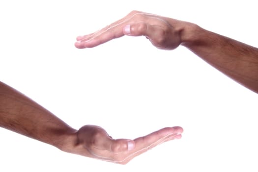 Hand as if holding something - open space