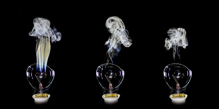 broken lamp on a black background