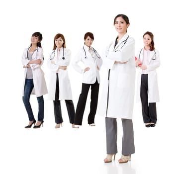 Asian doctor team, group of people about healthy and medical concepts isolated on white background.