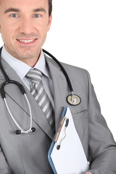Young doctor with binder