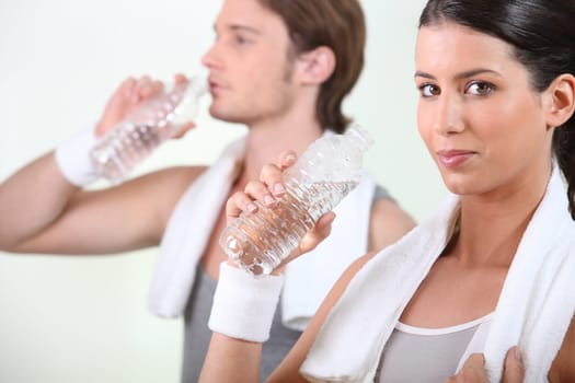 Couple drinking water
