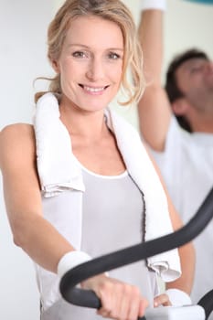 Woman working out in a gym