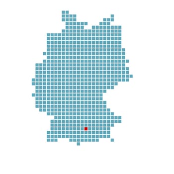 Marking of Augsburg on a simplified map of Germany