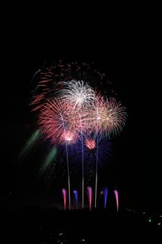 Fireworks scene in the dark