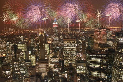 Fireworks scene in the dark