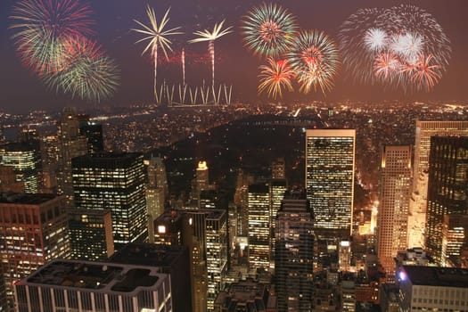 Fireworks scene in the dark