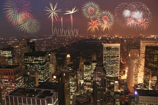Fireworks scene in the dark