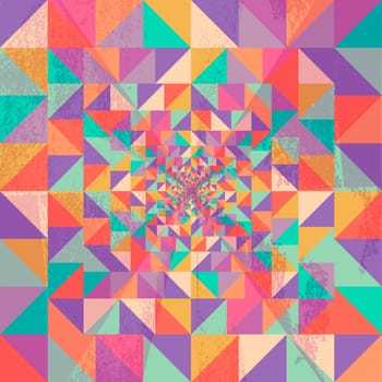 Colorful abstract retro triangle seamless pattern background with grunge texture. EPS10 file with transparency for easy editing.