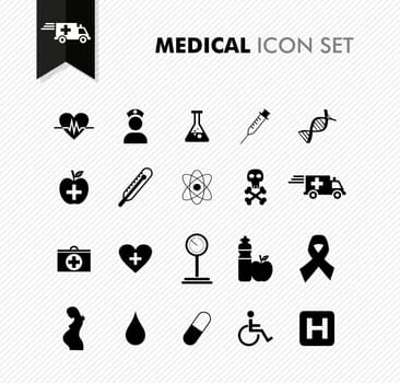 Modern medical health, disease wellness icon set. Vector file in layers for easy editing.