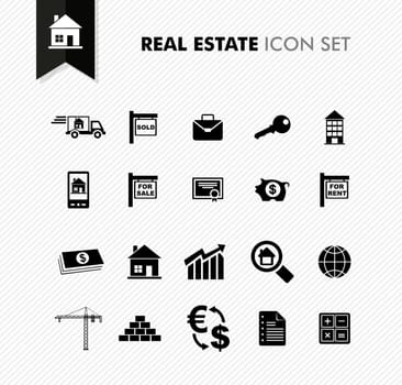 Modern Real Estate rental, sell and purchase icon set. Vector file in layers for easy editing.
