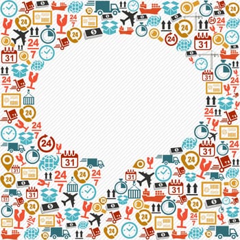 Shipping concept colorful social media speech bubble shape icons composition. Vector in layers for easy editing.