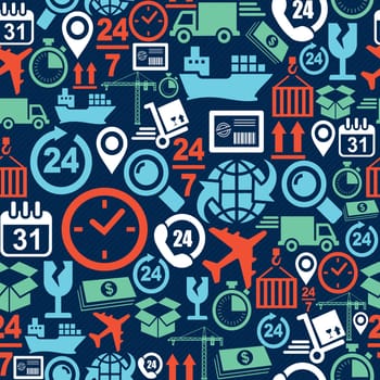 Shipping logistics concept icons, seamless pattern background. Vector layered for easy editing.