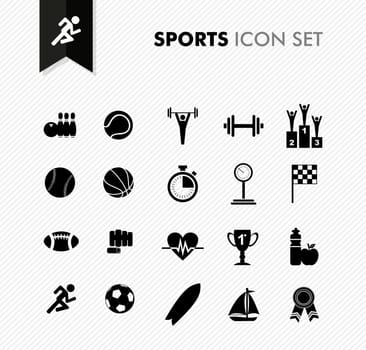 Modern sports workout and exercise icon set. Vector file layered for easy editing.