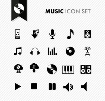 Modern music leisure and entertainment icon set. Vector file in layers for easy editing.