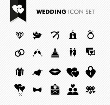 Modern wedding marriage and commitment icon set. Vector file in layers for easy editing.