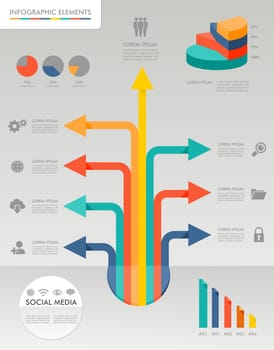 Infographic social media icons info text and values concept illustration background. Vector file layered for easy editing.