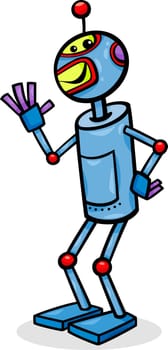 Cartoon Illustration of Funny Robot or Droid