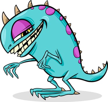 Cartoon Illustration of Funny Monster or Fright or Bogie
