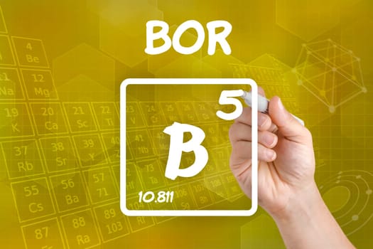 Symbol for the chemical element boron
