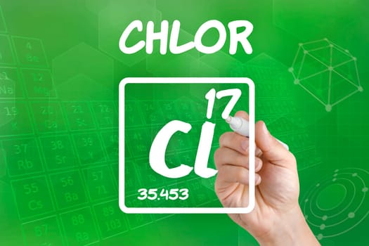 Symbol for the chemical element chlorine