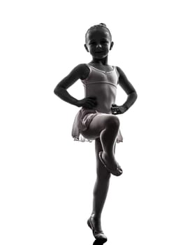 one  one little girl  ballerina ballet dancer dancing in silhouette on white background
